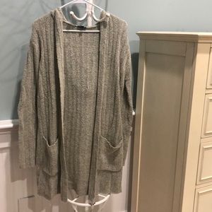 Express Soft Grey Hooded Cardigan